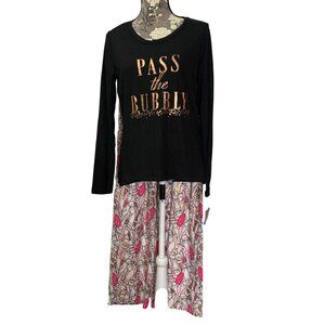 NWT $28 PASS THE BUBBLY Pajama Set Womens SZ S Long Sleeve Shirt Long Pants